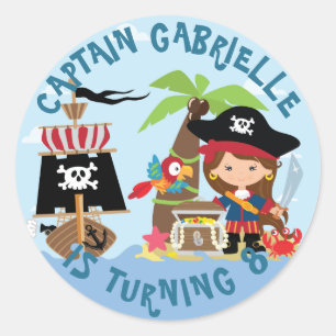 Pegatina Redonda Pegatinas de Fiestas piratas de Chicas corruptos
