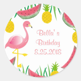 Pegatina Redonda Pegatinas de Flamingo