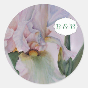 PEGATINA REDONDA PEGATINAS DE FLORES DE COLOR DE AGUA DE IRIS BLANC