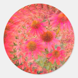 Pegatina Redonda Pegatinas de Flores Fractales