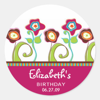 Pegatina Redonda Pegatinas de Flores Funky