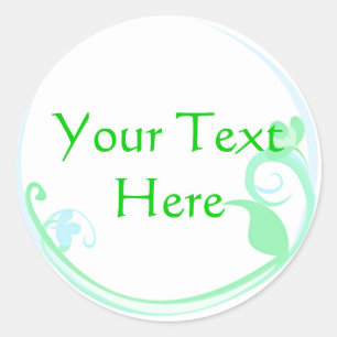 Pegatina Redonda Pegatinas de flores verdes del personalizable