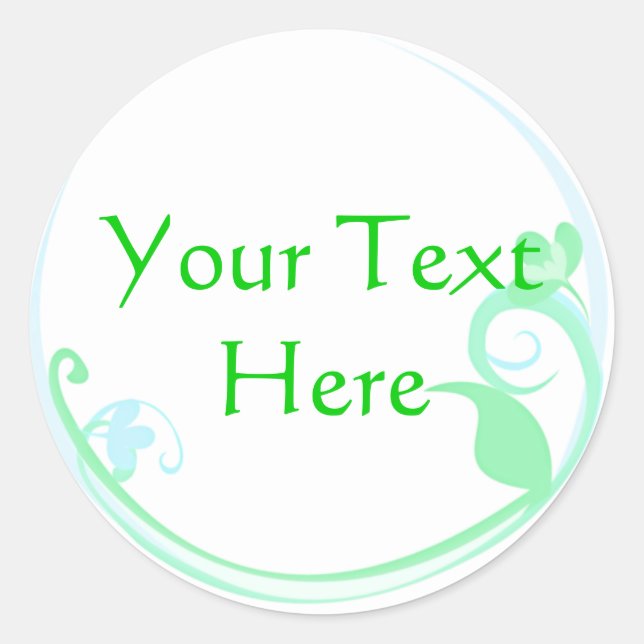 Pegatina Redonda Pegatinas de flores verdes del personalizable (Anverso)