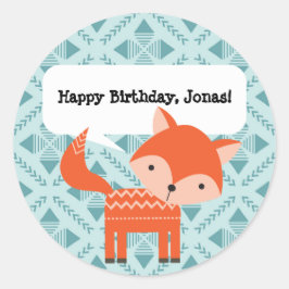 Pegatina Redonda Pegatinas de Fox personalizados de animales de Woo