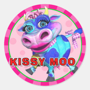 Pegatina Redonda Pegatinas de Fun Kissy Moo