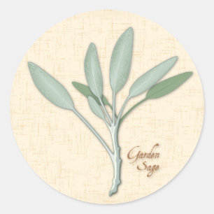 Pegatina Redonda Pegatinas de Garden Sage Herb