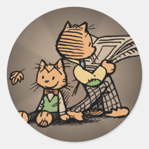 Pegatina Redonda Pegatinas de gatitos y gitanos
