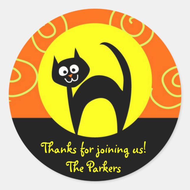 Pegatina Redonda Pegatinas de gatos de Personalizable de Halloween (Anverso)