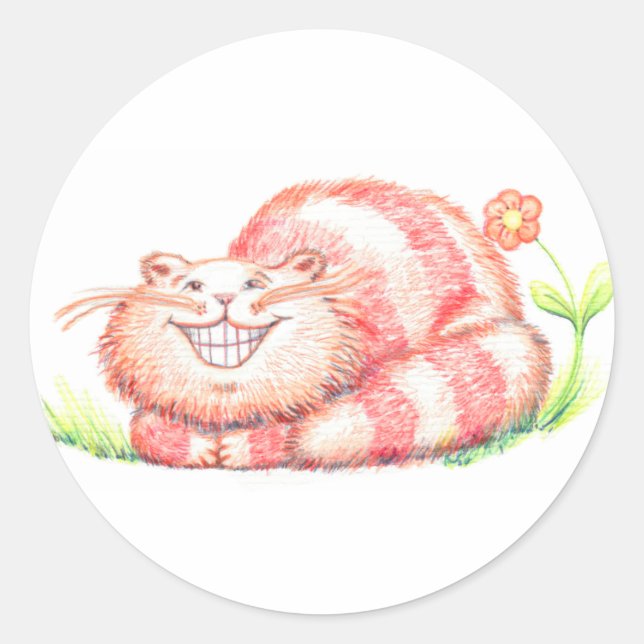 Pegatina Redonda Pegatinas de gatos felices (Anverso)