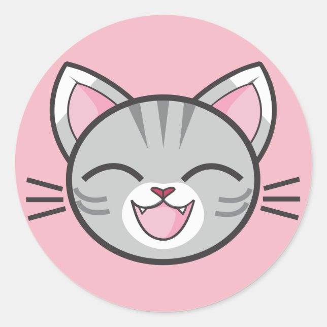 Pegatina Redonda Pegatinas de gatos felices (Anverso)