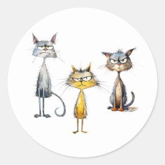 Pegatina Redonda Pegatinas de Gatos Grumpy