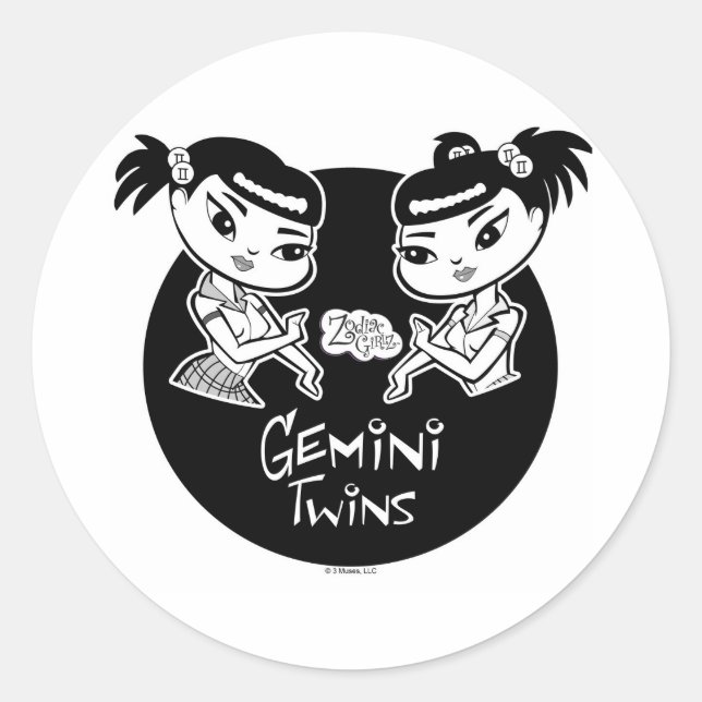 Pegatina Redonda Pegatinas de Gemini (Anverso)