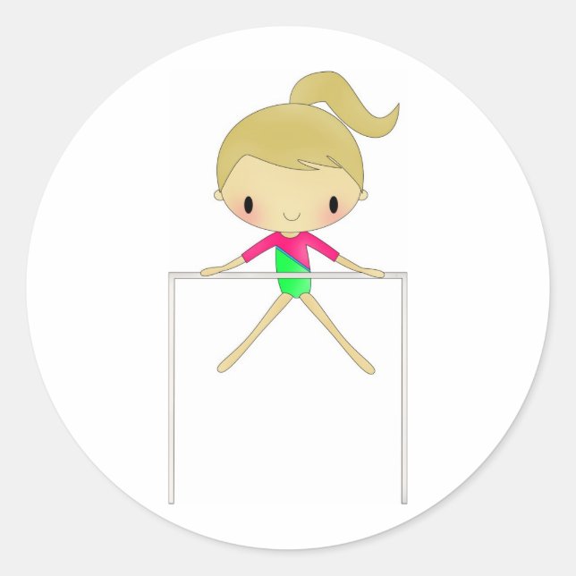 Pegatina Redonda Pegatinas de gimnasia Chicas personalizados (Anverso)