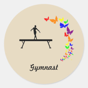 Pegatina Redonda Pegatinas de gimnastas mariposas