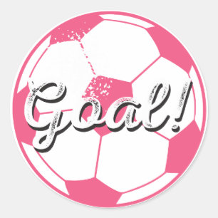 Pegatina Redonda Pegatinas de gol de baloncesto de fútbol - rosa