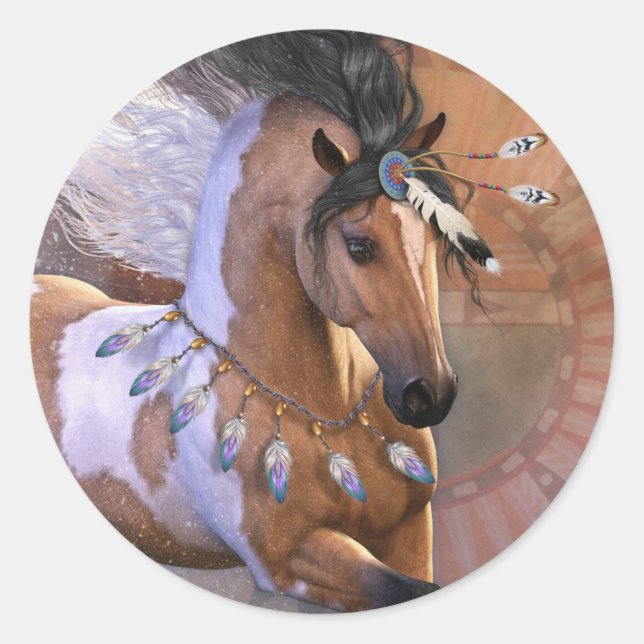 Pegatina Redonda Pegatinas de Golden Feather (Anverso)