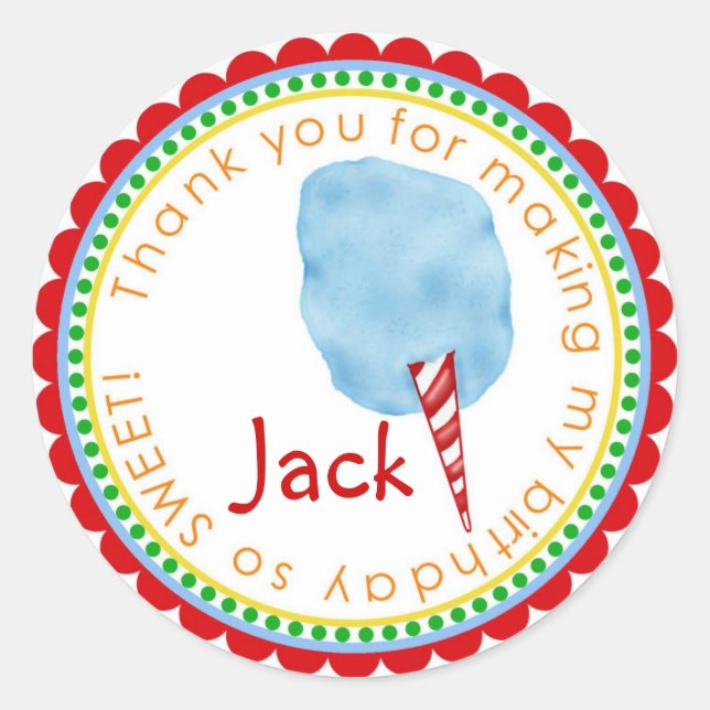 Pegatina Redonda Pegatinas de golosinas de algodón - Azul (Anverso)