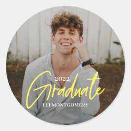 Pegatina Redonda Pegatinas de Graduación de Color Editable de Palab