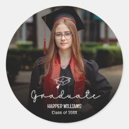 Pegatina Redonda Pegatinas de graduación de Doodles artísticos para