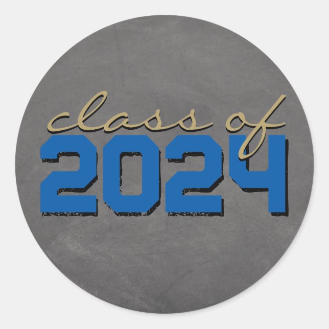 Pegatina Redonda Pegatinas de graduación de pizarra azul real y bro (Anverso)