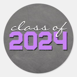 Pegatina Redonda Pegatinas de graduación de pizarra morada y blanca
