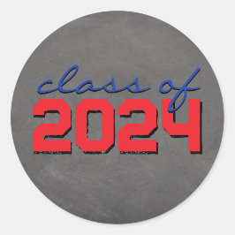 Pegatina Redonda Pegatinas de graduación de pizarra roja y azul