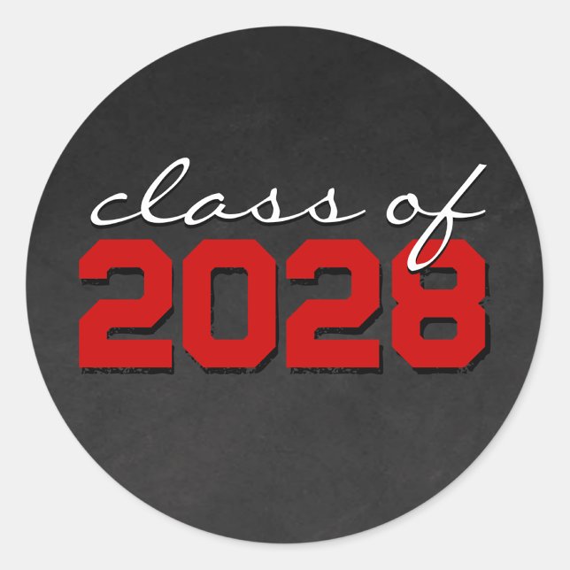 Pegatina Redonda Pegatinas de graduación de pizarra roja y blanca (Matching Envelopes, Return Address Labels & Envelope Seals)