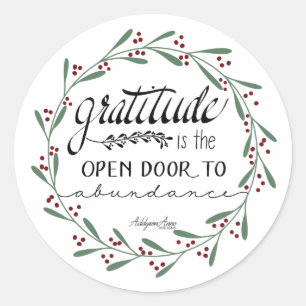 Pegatina Redonda Pegatinas de Gratitude Abundance