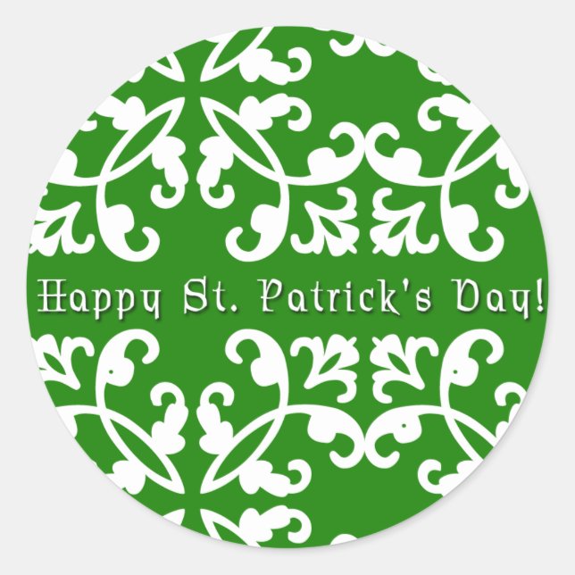 Pegatina Redonda Pegatinas de Green and White Swirls St. Patrick's  (Anverso)