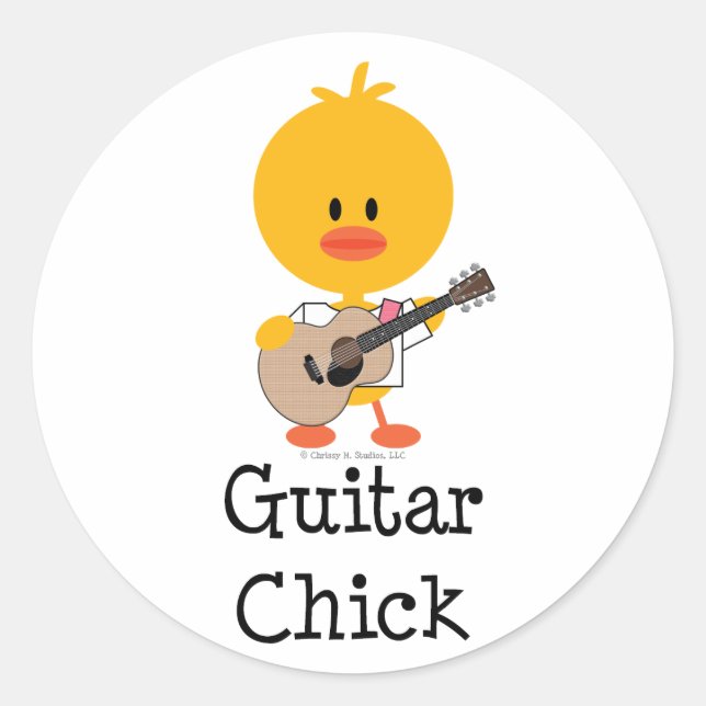 Pegatina Redonda Pegatinas de Guitar Chick (Anverso)