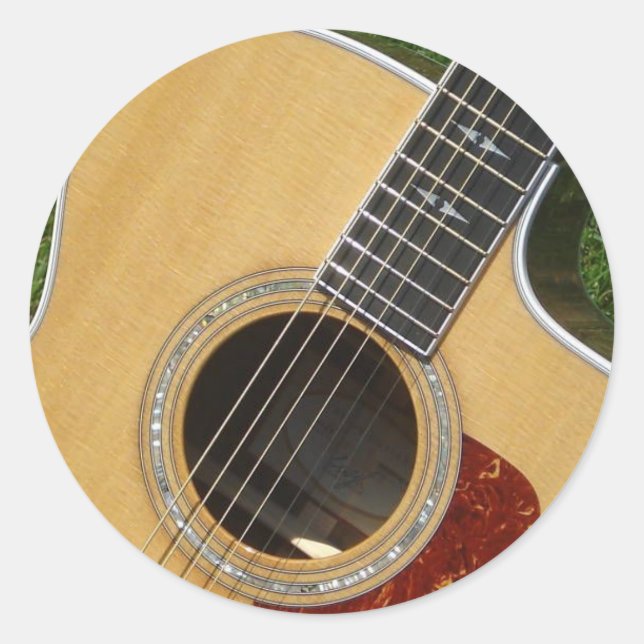 Pegatina Redonda pegatinas de guitarra (Anverso)