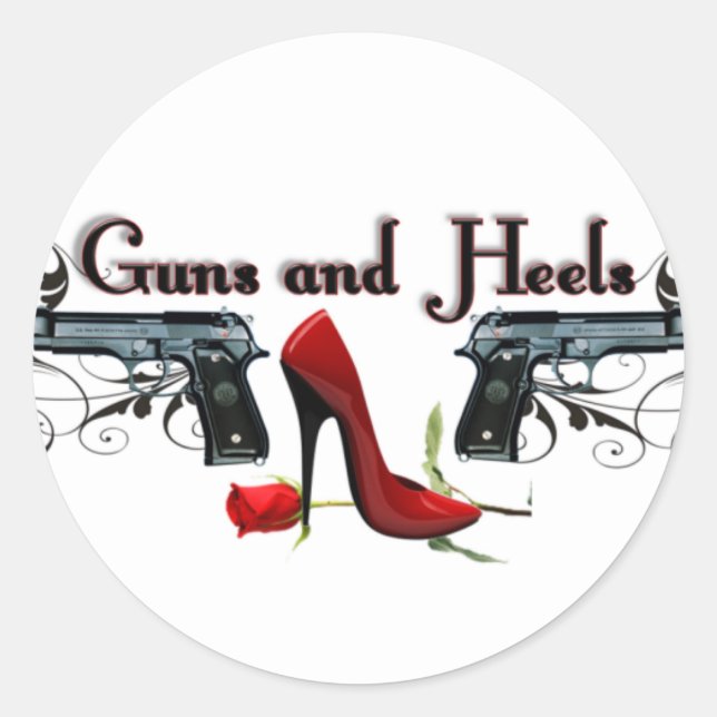 Pegatina Redonda Pegatinas de Guns and Heels (Anverso)