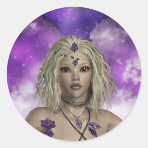 Pegatina Redonda Pegatinas de hadas etéreos