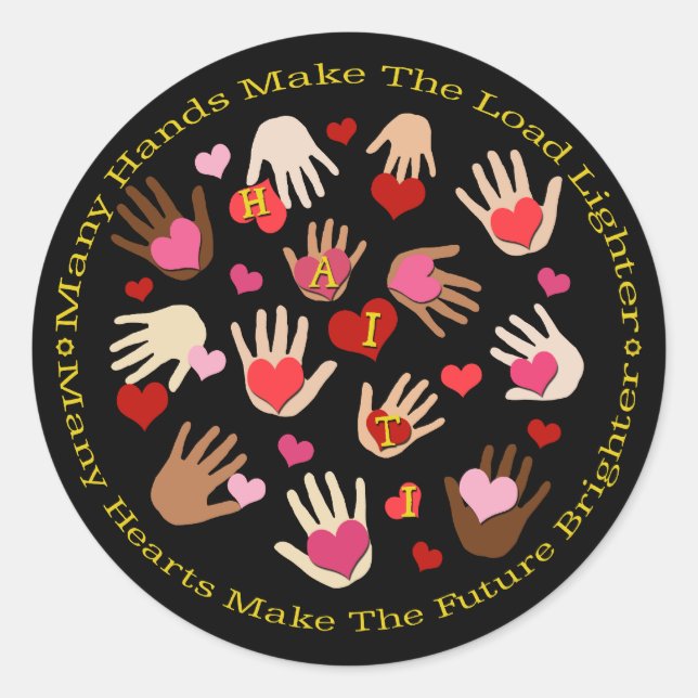 Pegatina Redonda Pegatinas de Haiti Relief Valentine (Anverso)