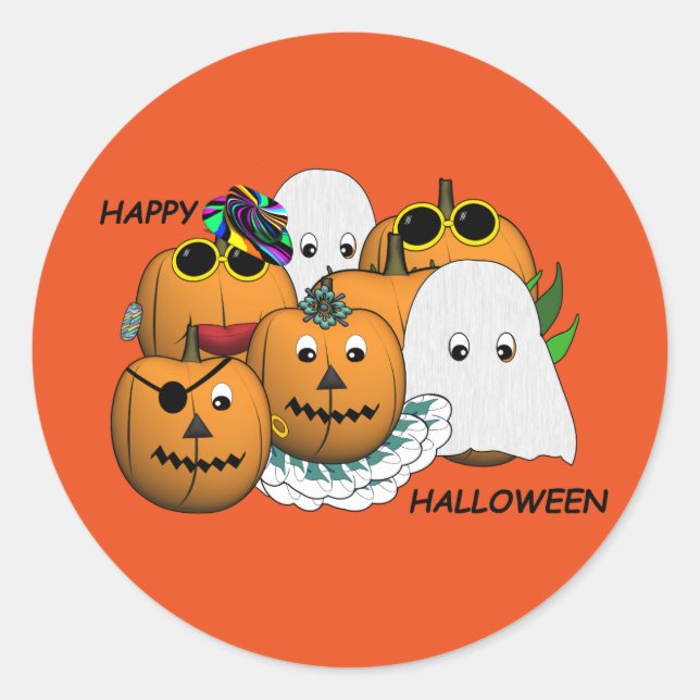 Pegatina Redonda Pegatinas de Halloween (Anverso)