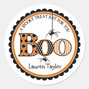 Pegatina Redonda PEGATINAS de Halloween de BOO y Spiders