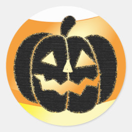 Pegatina Redonda Pegatinas de Halloween de Calabaza Negra y naranja