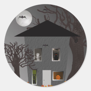 Pegatina Redonda Pegatinas de Halloween en Spooky House