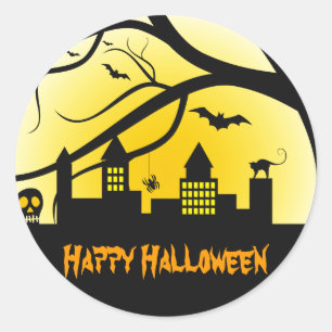 Pegatina Redonda Pegatinas de Halloween felices