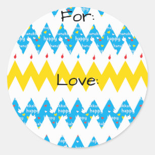 Pegatina Redonda Pegatinas de Hanukkah (1 1/2" o 3") "Chevron Menor