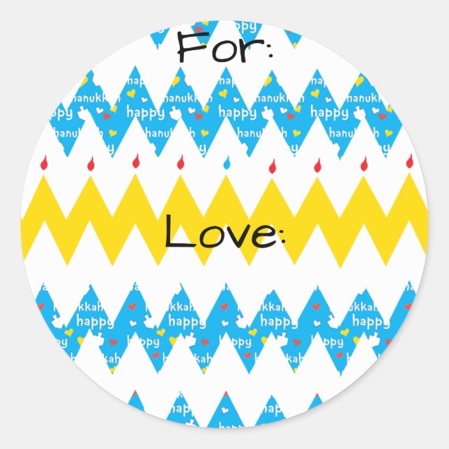 Pegatina Redonda Pegatinas de Hanukkah (1 1/2" o 3") "Chevron Menor (Anverso)