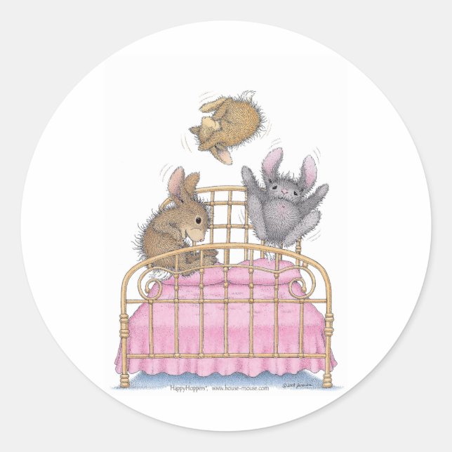 Pegatina Redonda Pegatinas de Happy Hoppers® (Anverso)