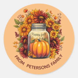 Pegatina Redonda Pegatinas DE HARVEST BLESSING JAR AUTUMN