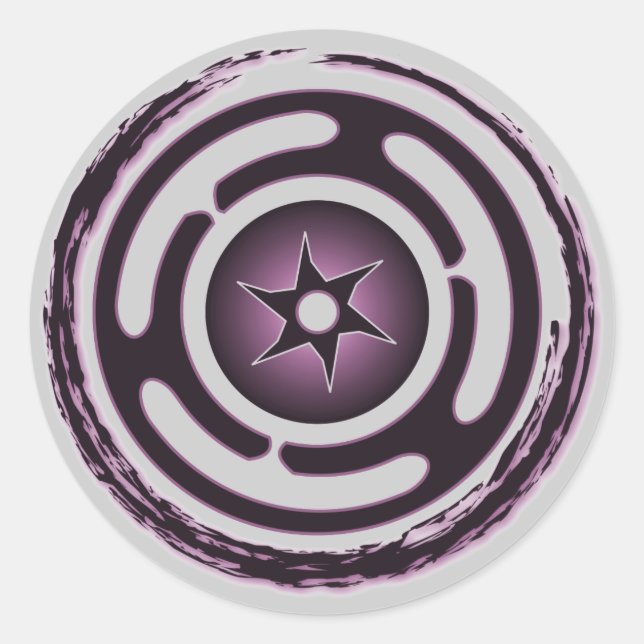Pegatina Redonda Pegatinas de Hecate's Wheel (Purple) (Anverso)
