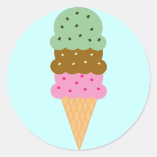 Pegatina Redonda Pegatinas de helado cream cone