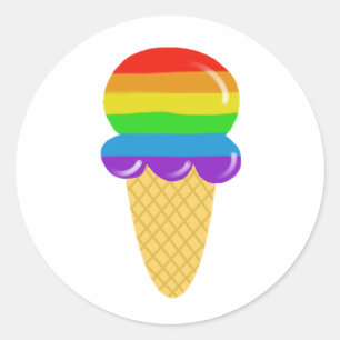 Pegatina Redonda Pegatinas de helado de helado de arcoiris