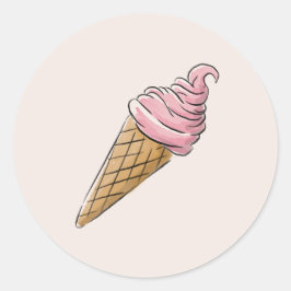 Pegatina Redonda Pegatinas de helados rosados
