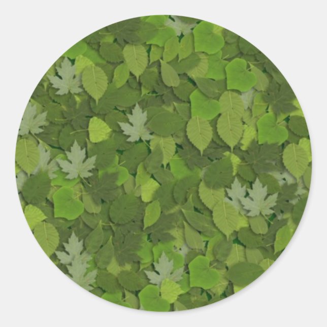 Pegatina Redonda Pegatinas de hojas verdes (Anverso)