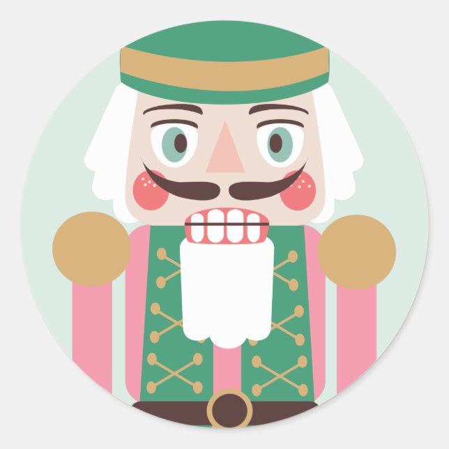 Pegatina Redonda Pegatinas de Holiday Nutcracker (Anverso)