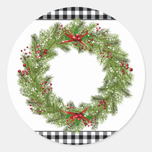 Pegatina Redonda Pegatinas de Holiday Wreath